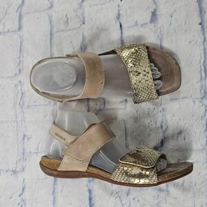Mephisto Agave Slingback Sandals Womens 40 Tan Gold Snakeskin Leather Shoes